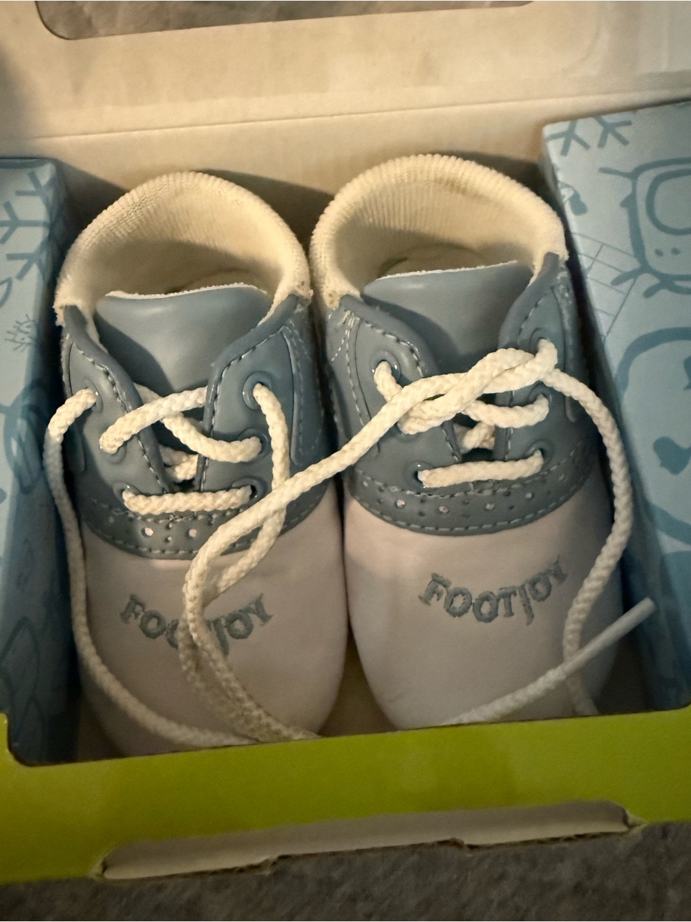 FootJoy White and Light Blue Baby Lace-Up Shoes